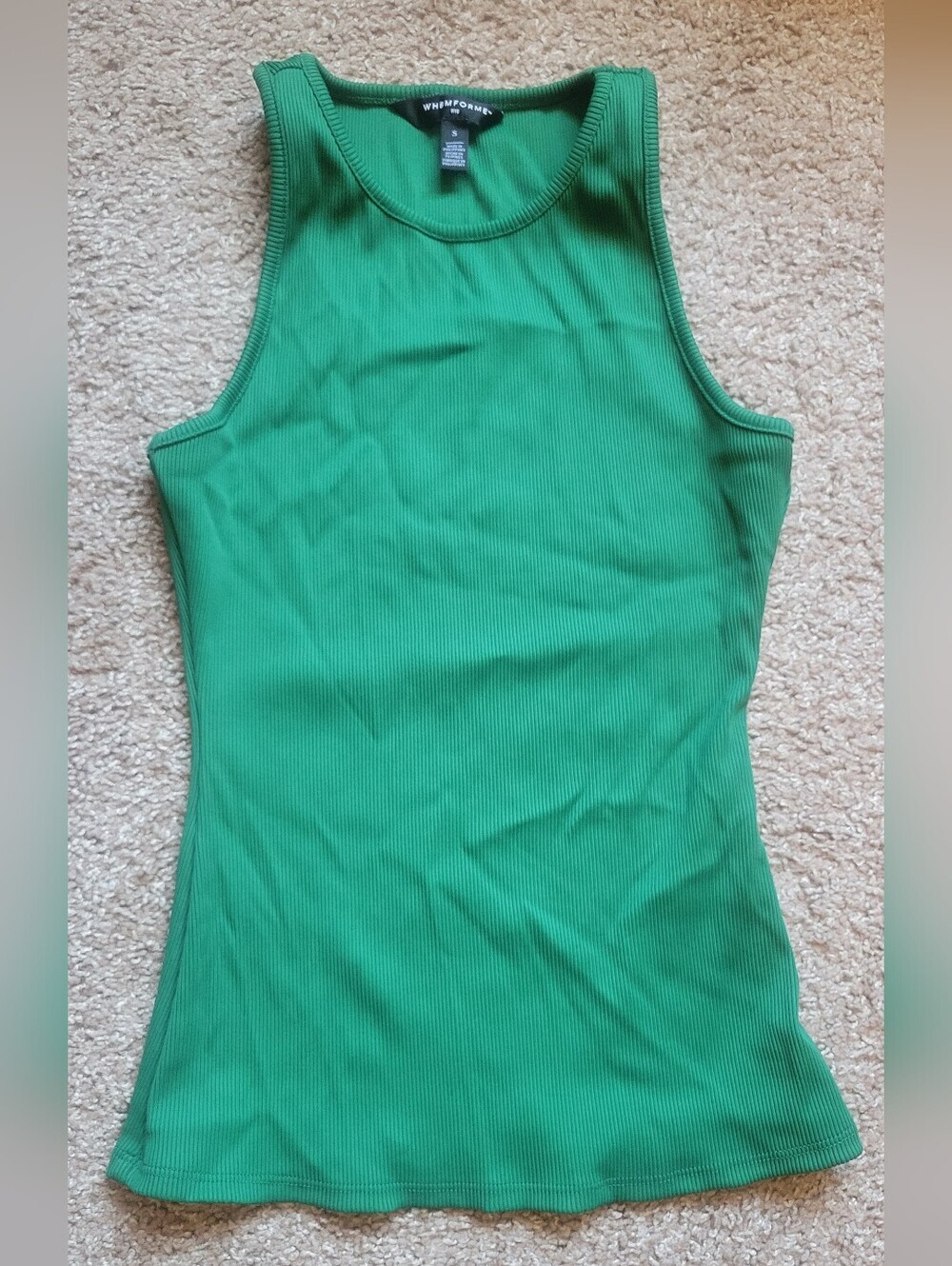White House Black Market Green Ribbed Tank Top